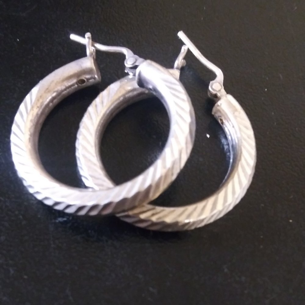 Three pairs of Sterling Silver Hoops
